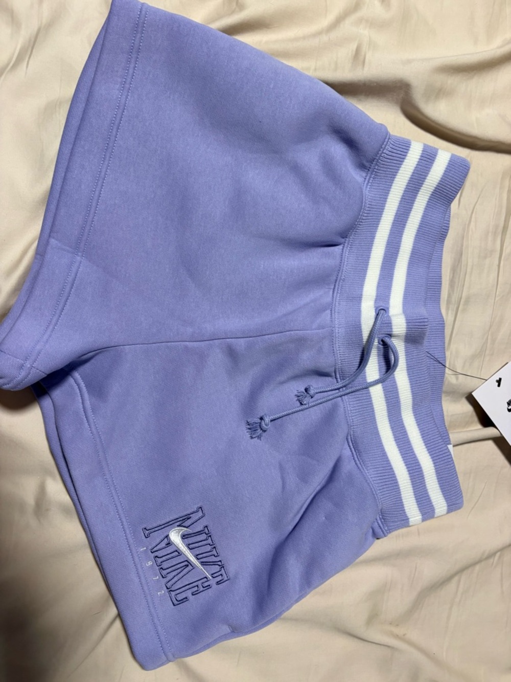 Nike Lavender Athletic Shorts with White Striped Waistband